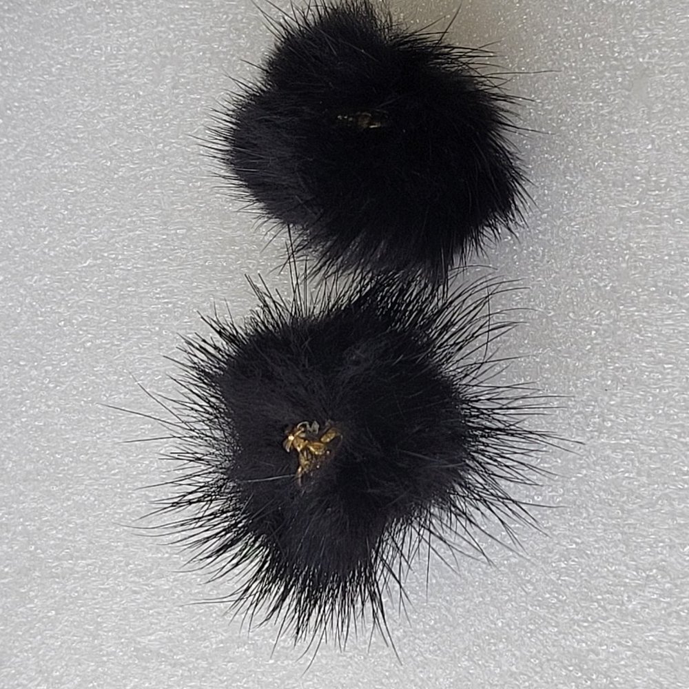 Black Furry Earrings - Picture 4 of 5